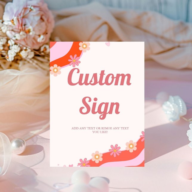 Retro Groovy  valentine heart Custom party sign (Creator Uploaded)