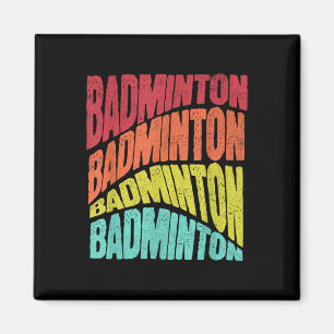 Retro Groovy Vibe Badminton Sports Team Magnet