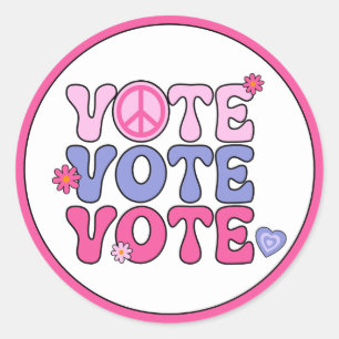 Retro Groovy Vote Classic Round Sticker