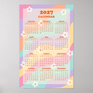 Retro Groovy Wave 70s Vintage Style 2027 Calendar Poster