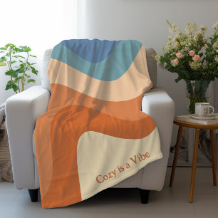 Retro Groovy Wave Pattern Cosy is a Vibe Fleece Blanket