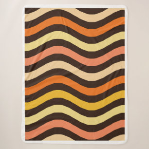 Retro Groovy Waves Seamless Pattern Sherpa Blanket