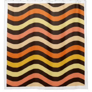 Retro Groovy Waves Seamless Pattern Shower Curtain