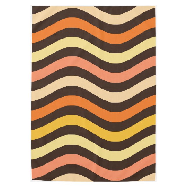 Retro Groovy Waves Seamless Pattern Tablecloth (Front)