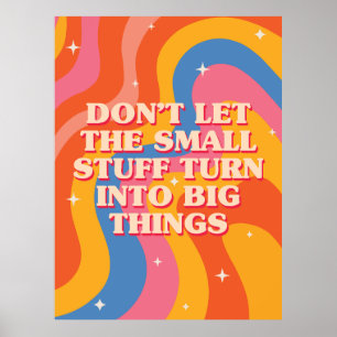 Retro Groovy Waves With Mindfulness Mantra Poster
