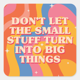 Retro Groovy Waves With Mindfulness Mantra Square Sticker