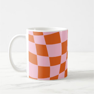 Retro Groovy Wavy Psychedelic Chequerboard Check Y Coffee Mug