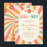 Retro Groovy Wavy Stripes Gender Reveal Party Invitation<br><div class="desc">Retro Groovy Wavy Stripes Gender Reveal Party Invitation</div>