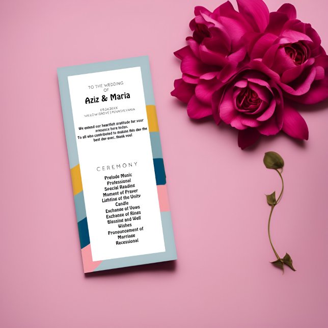 Retro Groovy Wedding Program - A Colourful Journey Programme (Creator Uploaded)