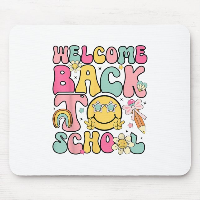 Retro Groovy Welcome Back To School Teacher Apprec Mouse Mat (Front)