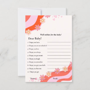 Retro Groovy  wishes for the baby shower game Card