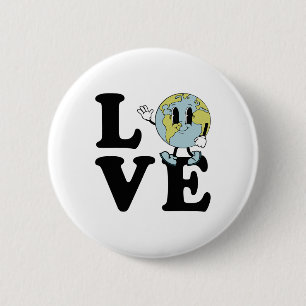 Retro Groovy World Love Earth Day Environmental 6 Cm Round Badge