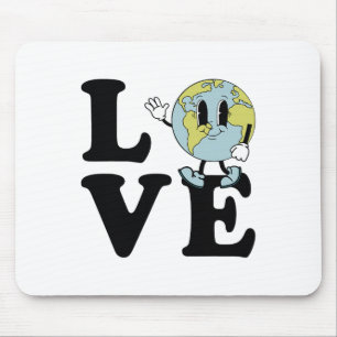 Retro Groovy World Love Earth Day Environmental Mouse Mat