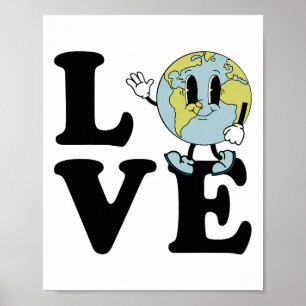 Retro Groovy World Love Earth Day Environmental  Poster