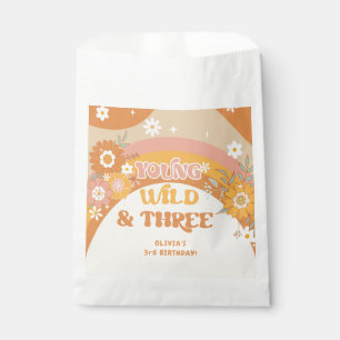 Retro groovy young wild and three take a treat favour bags