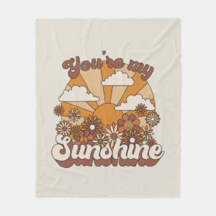 Retro Groovy You're my Sunshine Fleece Blanket