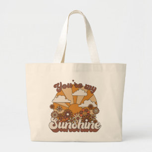 Retro Groovy   You're my Sunshine Large Tote Bag