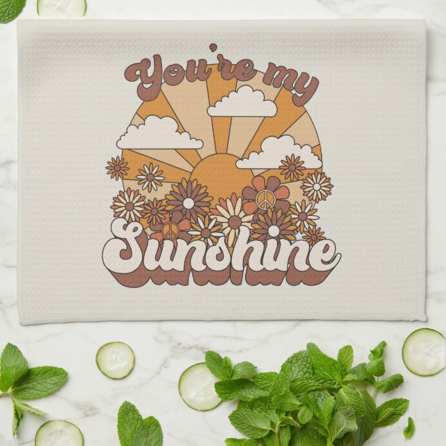 Retro Groovy | You're my Sunshine Tea Towel (Folded)