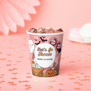 Retro Grooy Let's go ghoul Halloween Birthday Paper Cups