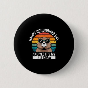 Retro Groundhog Sungles Birthday Vintage Funny Des 6 Cm Round Badge