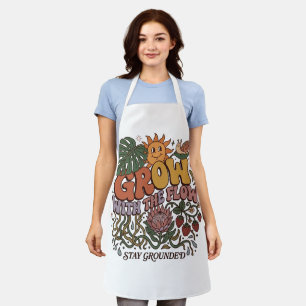 Retro Grow With The Flow Gardening Apron   Boho Fl