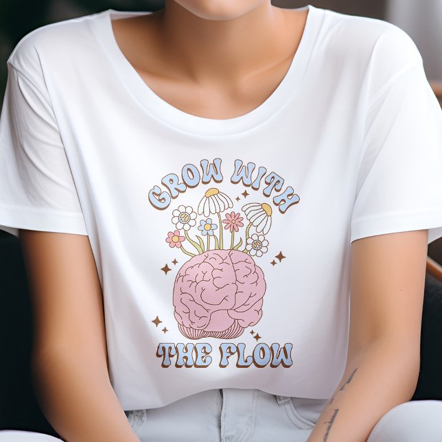 Retro Grow With The Flow Mental Health Matters  T-Shirt (Creator Uploaded)