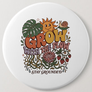 Retro Grow With The Flow | Vintage 90s Button