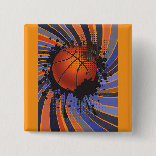 Retro Grunge Basketball Abstract Urban Sports 15 Cm Square Badge