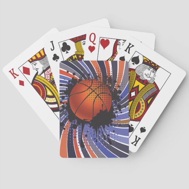 Retro Grunge Basketball Abstract Urban Sports Playing Cards (Back)