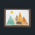 Retro Grunge Bear in mountains 70s Trifold Wallet<br><div class="desc">This design may be personalised by choosing the customise option to add text or make other changes. If this product has the option to transfer the design to another item, please make sure to adjust the design to fit if needed. Contact me at colorflowcreations@gmail.com if you wish to have this...</div>
