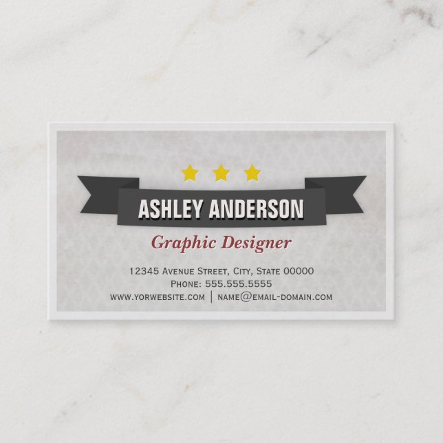 Retro Grunge Black and White Business Card (Front)