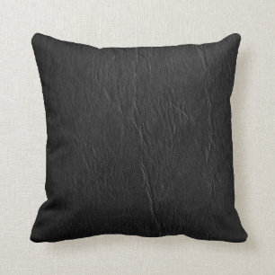 Retro Grunge Black Leather Custom Cushion