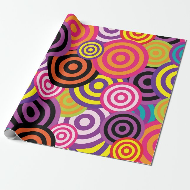 Retro Grunge Circles Abstract Geometric Wrapping Paper (Unrolled)
