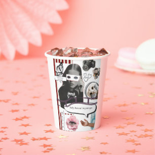Retro Grunge Coquette Aesthetic Photo Collage Paper Cups