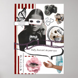 Retro Grunge Coquette Aesthetic Photo Collage Poster