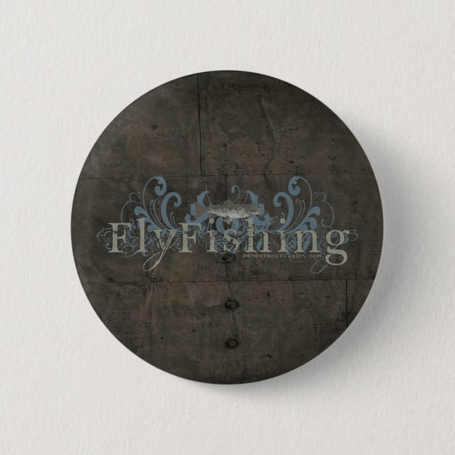 Retro Grunge Fly Fishing 6 Cm Round Badge (Front)