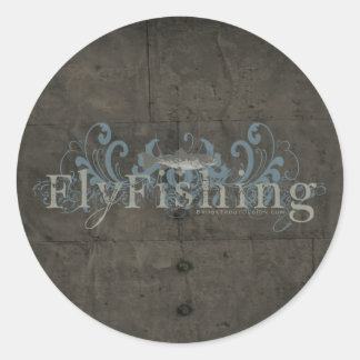 Retro Grunge Fly Fishing Classic Round Sticker