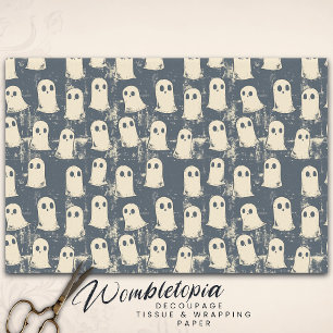 Retro Grunge Ghosts Halloween Pattern Tissue Paper