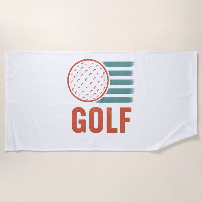 Retro Grunge Golf Beach Towel (Front)