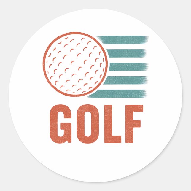 Retro Grunge Golf Classic Round Sticker (Front)