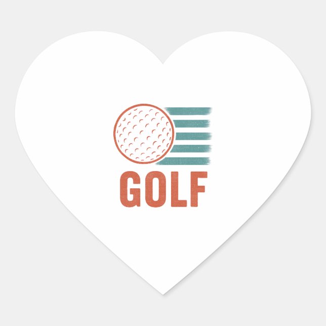 Retro Grunge Golf Heart Sticker (Front)