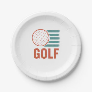 Retro Grunge Golf Paper Plate