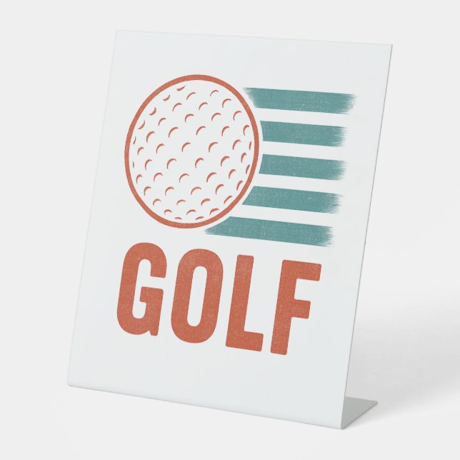 Retro Grunge Golf Pedestal Sign (Front)