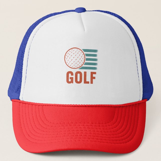 Retro Grunge Golf Trucker Hat (Front)