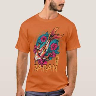 Retro Grunge Japan Kanji Flowers Vintage Koi Carp1 T-Shirt