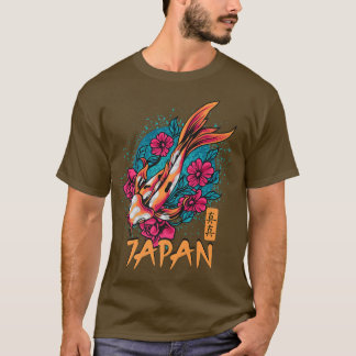 Retro Grunge Japan Kanji Flowers Vintage Koi Carp  T-Shirt