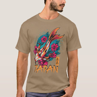 Retro Grunge Japan Kanji Flowers Vintage Koi Carp T-Shirt