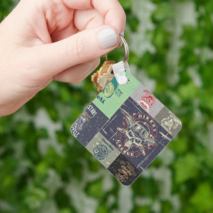 Retro Grunge Motorcycle Design Key Ring