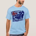 Retro grunge painted Australia flag T-Shirt<br><div class="desc">Retro grunge painted Australia flag,  great gift for any Aussie,  rugby cricket,  soccer or sports fan,  Show your pride Aussie oi oi oi. sgb01</div>