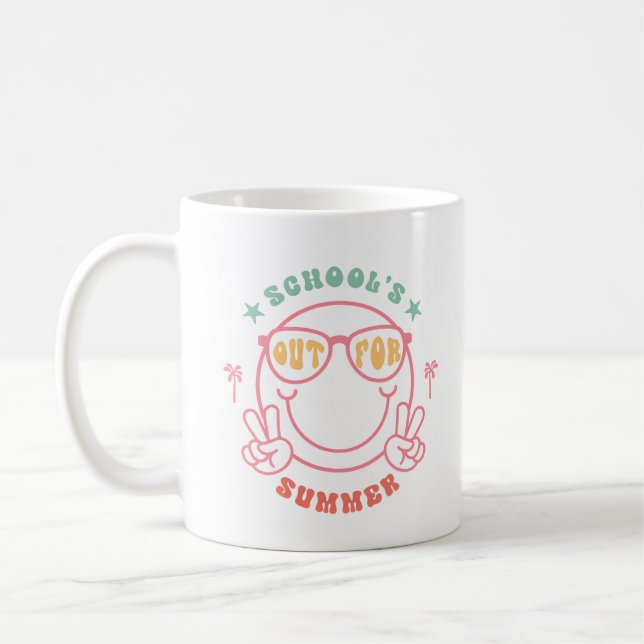 Retro Grunge "School's Out" Summer Design Coffee Mug (Left)